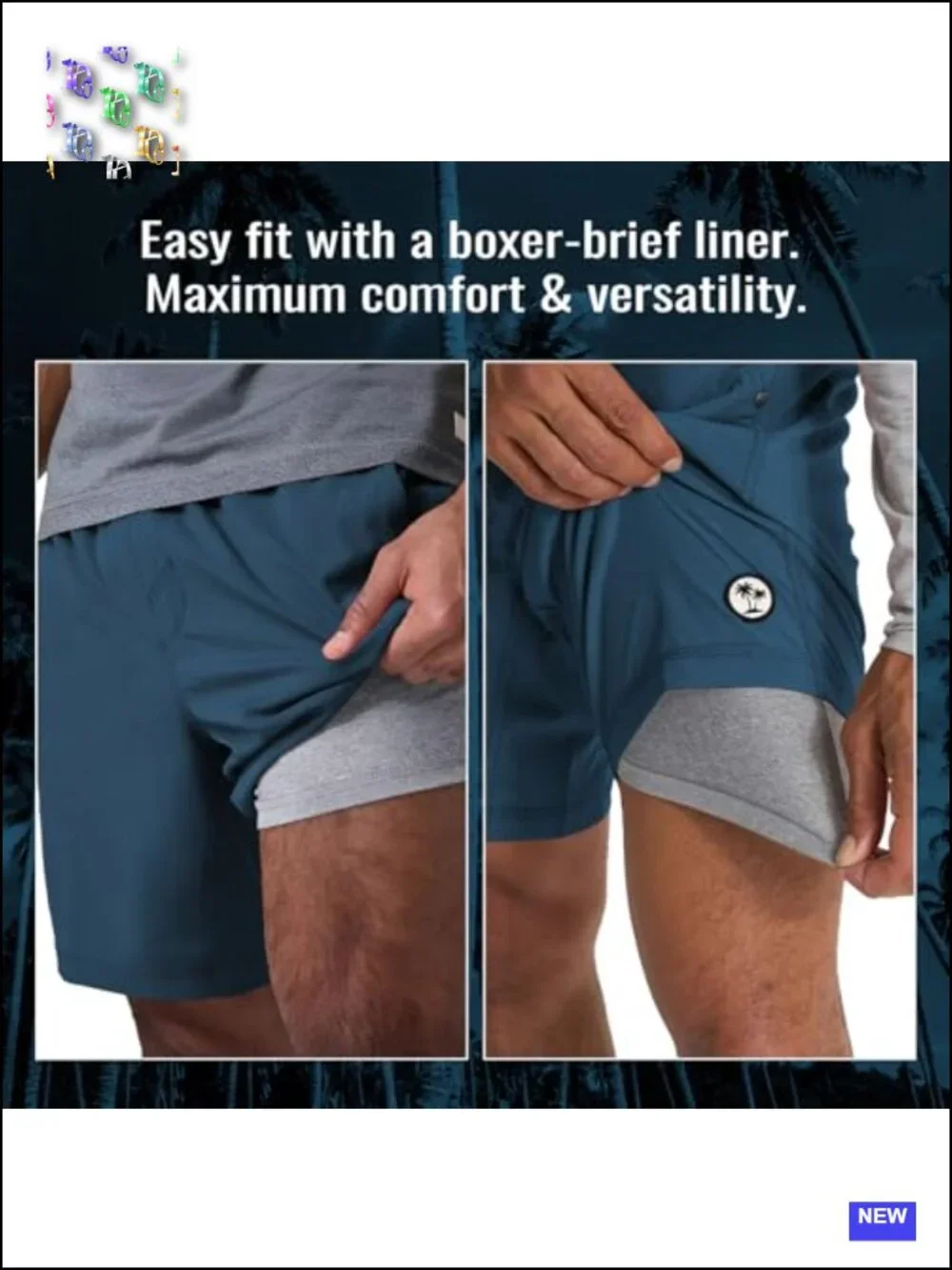 Men's 2-in-1 Athletic Gym Shorts with Liner, Stretch, Quick-Dry, Breathable,